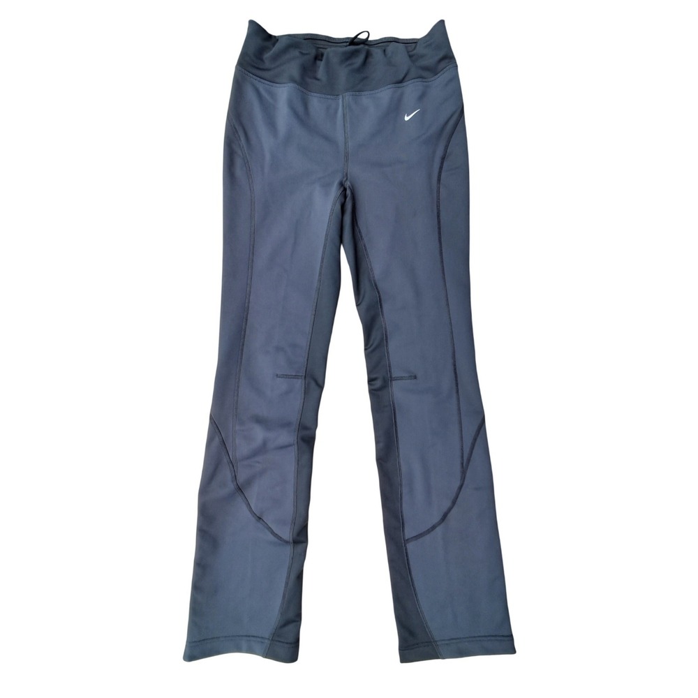 Nike Dri-FIT Women Dark Gray Black Thick Running Pants Ankle‎ Zip XS 453380-010